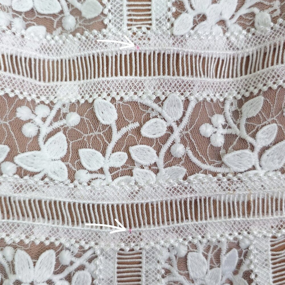 Bronx and Banco‎ Megan Midi Dress White Floral Embroidered Mesh Bridal Size XS - Picture 10 of 16